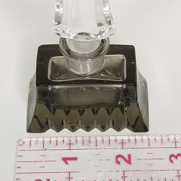 Vintage Art‎ Deco Smoked Glass Perfume Bottle With Tall Ornate Glass Stop… - Picture 11 of 13